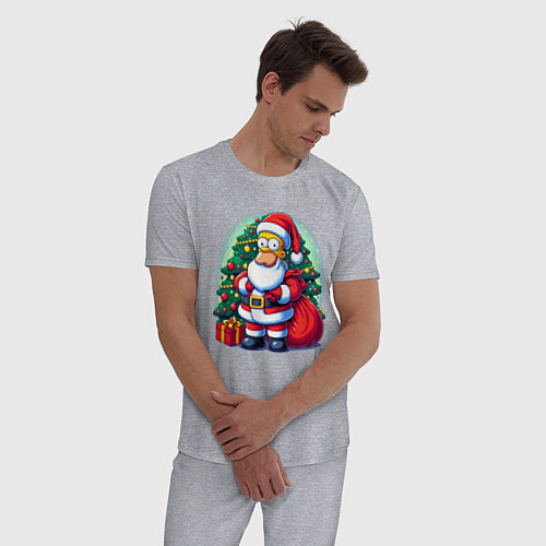 Мужская пижама Santa Simpson - ai art / Меланж – фото 3