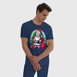 Пижама хлопковая мужская Santa Simpson - ai art, цвет: тёмно-синий — фото 2