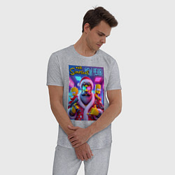 Пижама хлопковая мужская Семейка Симпсонов - киберпанк, цвет: меланж — фото 2