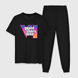 Пижама хлопковая мужская GTA 6 logo, цвет: черный