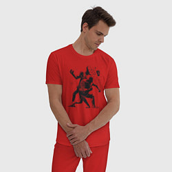 Пижама хлопковая мужская Мощный удар боксёра, цвет: красный — фото 2
