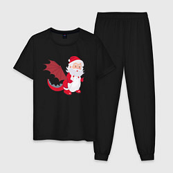 Пижама хлопковая мужская Дед Мороз в костюме дракона, цвет: черный
