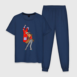 Пижама хлопковая мужская Сосиска Джотаро, цвет: тёмно-синий