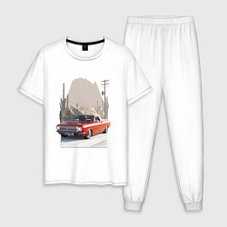 Пижама хлопковая мужская Custom pickup, цвет: белый