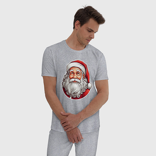 Мужская пижама Санта клаус иллюстрация-стикер / Меланж – фото 3
