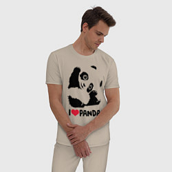 Пижама хлопковая мужская I love panda, цвет: миндальный — фото 2