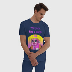 Пижама хлопковая мужская Винтажный робот Кей, цвет: тёмно-синий — фото 2
