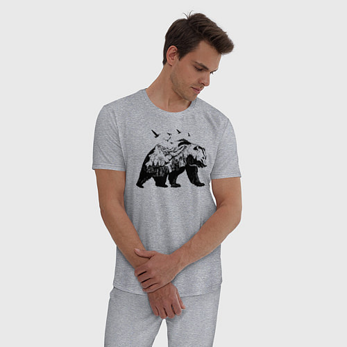 Мужская пижама Силуэт тайги в медведе / Меланж – фото 3