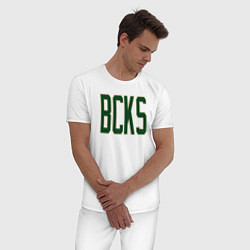 Пижама хлопковая мужская Bcks, цвет: белый — фото 2