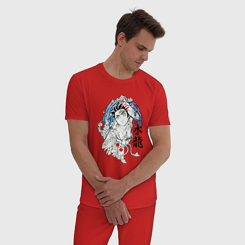 Мужская пижама Танджиро Камадо и иероглифы / Красный – фото 3