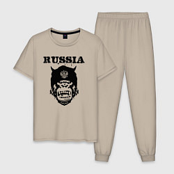 Пижама хлопковая мужская Russian gorilla, цвет: миндальный