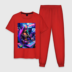 Пижама хлопковая мужская Барби - заядлый геймер, цвет: красный