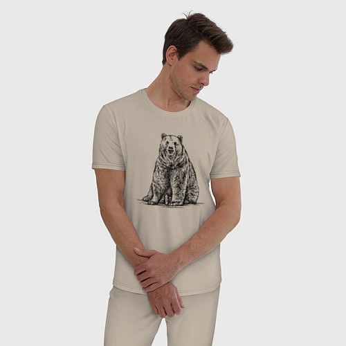 Мужская пижама Медведь сидящий / Миндальный – фото 3