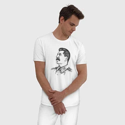 Пижама хлопковая мужская Профиль Сталина, цвет: белый — фото 2