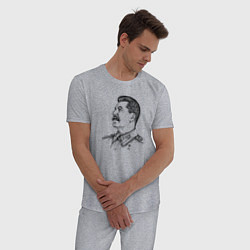 Пижама хлопковая мужская Профиль Сталина, цвет: меланж — фото 2