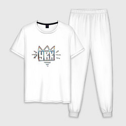 Пижама хлопковая мужская УКК хром, цвет: белый