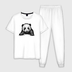 Пижама хлопковая мужская Панда детеныш, цвет: белый