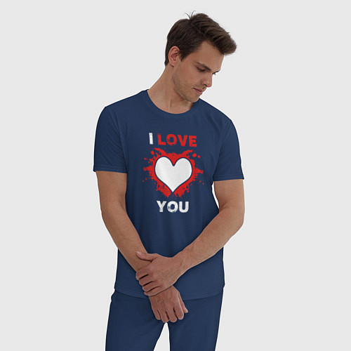 Мужская пижама I love you heart / Тёмно-синий – фото 3