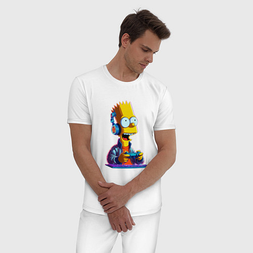 Мужская пижама Bart is an avid gamer / Белый – фото 3