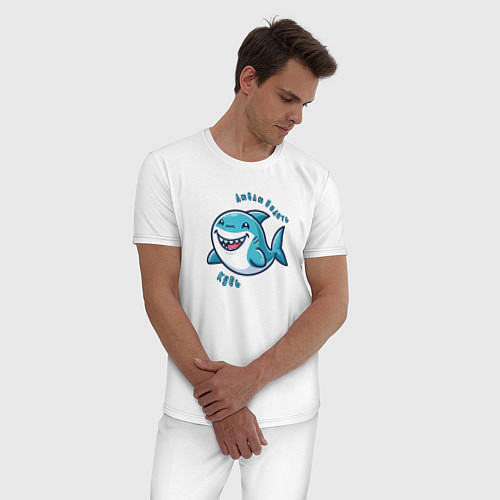 Мужская пижама Толстая акула любит делать кусь / Белый – фото 3