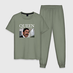 Пижама хлопковая мужская Queen - Mimino мем, цвет: авокадо