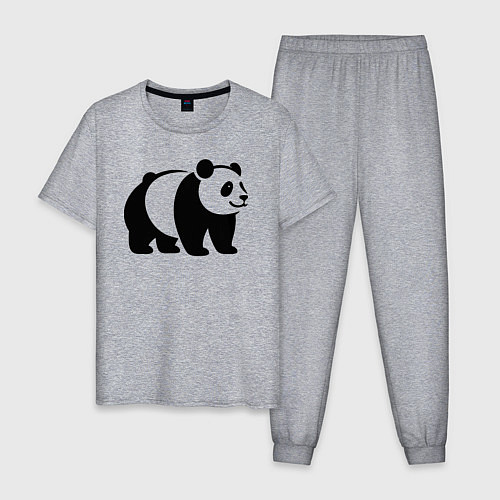 Мужская пижама Стоящая на четырёх лапах чёрная панда / Меланж – фото 1