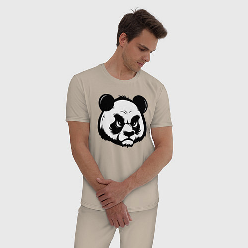 Мужская пижама Недовольная морда панды / Миндальный – фото 3
