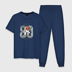 Пижама хлопковая мужская Студенческая лига, цвет: тёмно-синий