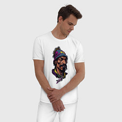 Пижама хлопковая мужская Snoop dogg head, цвет: белый — фото 2