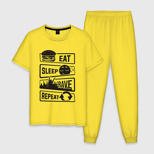 Мужская пижама Еасть спать рейв / Желтый – фото 1