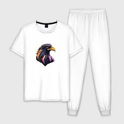 Пижама хлопковая мужская Иллюстрация орла, цвет: белый