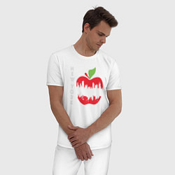 Пижама хлопковая мужская Нью-Йорк большое яблоко, цвет: белый — фото 2