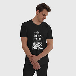 Пижама хлопковая мужская Слушай метал, цвет: черный — фото 2