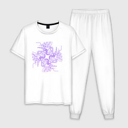 Пижама хлопковая мужская Техно линии электроплаты, цвет: белый