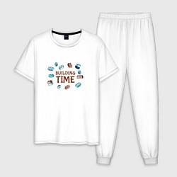 Пижама хлопковая мужская Детали конструктора, цвет: белый