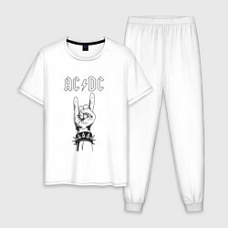 Пижама хлопковая мужская RnR AC DC, цвет: белый