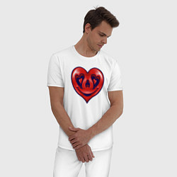Пижама хлопковая мужская Smiling heart, цвет: белый — фото 2