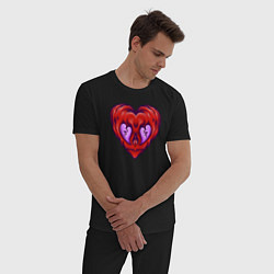 Пижама хлопковая мужская Evil heart, цвет: черный — фото 2