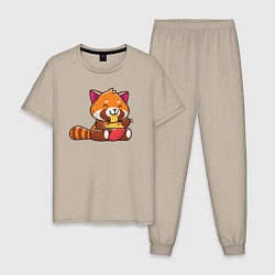 Мужская пижама Красная панда ест лапшу