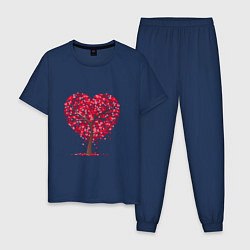 Пижама хлопковая мужская Дерево из сердец, цвет: тёмно-синий