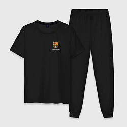 Пижама хлопковая мужская Футбольный клуб Барселона - с эмблемой, цвет: черный
