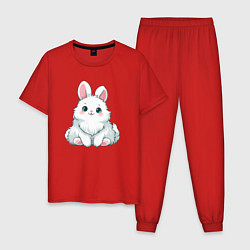 Пижама хлопковая мужская Пушистый аниме кролик, цвет: красный