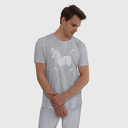 Пижама хлопковая мужская Зебра минимализм, цвет: меланж — фото 2