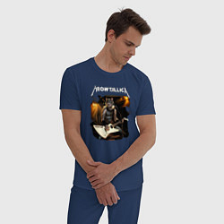 Пижама хлопковая мужская Meowtallica Котфилд, цвет: тёмно-синий — фото 2