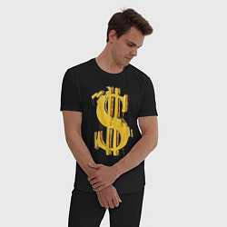 Пижама хлопковая мужская Знак денег, цвет: черный — фото 2