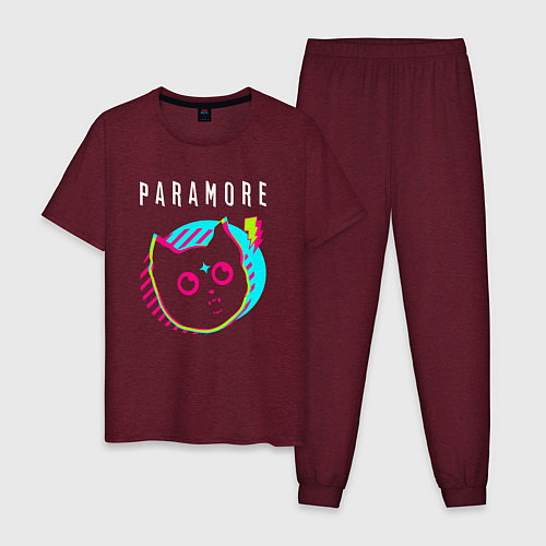 Мужская пижама Paramore rock star cat / Меланж-бордовый – фото 1