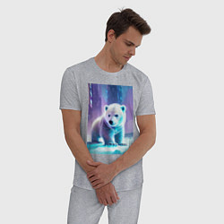 Пижама хлопковая мужская Прикольный милый медвежонок, цвет: меланж — фото 2