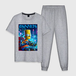 Пижама хлопковая мужская Cyber Bart Simpson - esport, цвет: меланж