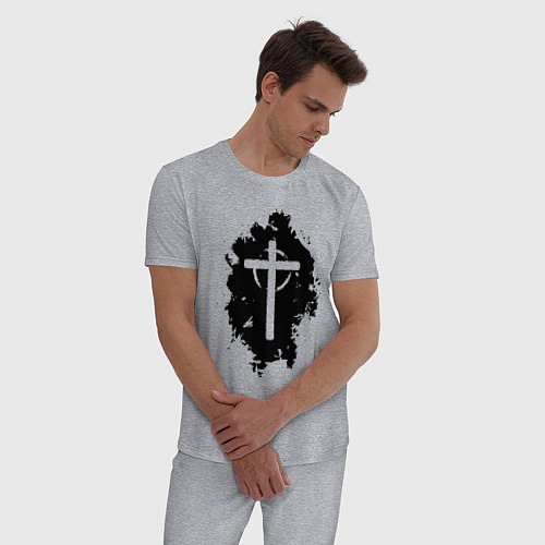 Мужская пижама Крест католический графика / Меланж – фото 3