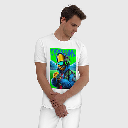 Мужская пижама Cyber Bart Simpson - ai art fantasy / Белый – фото 3